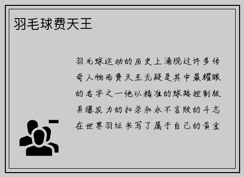 羽毛球费天王